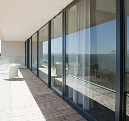 Hurricane Proof Slim Glass Window Soundproof Aluminium Alloy Profiles Glass Sliding Patio Door