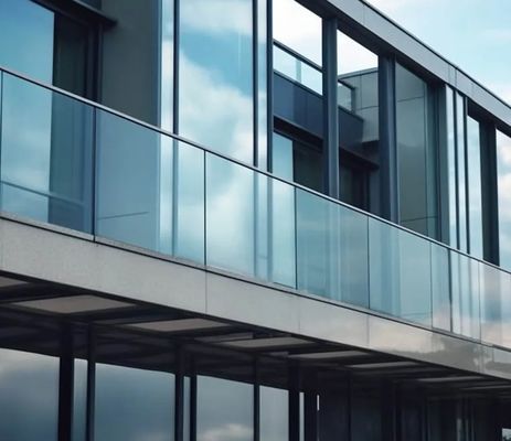 Floor Mounted U Channel Glass Railing With 12-23.52mm Tempered Laminated Glass