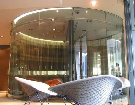 12.76mm Clear Toughened Laminted Curved Glass Fixed And Sliding Panels Office Partition