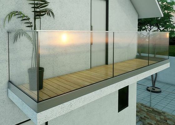 Modern Interior Glass Railing Balcony / Tempered Glass And Aluminum ...