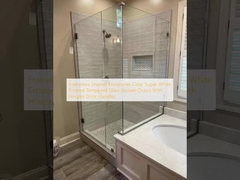 Frameless Shower Enclosures Clear Super White Frosted Tempered Glass Shower Doors With Hingles Door Handles